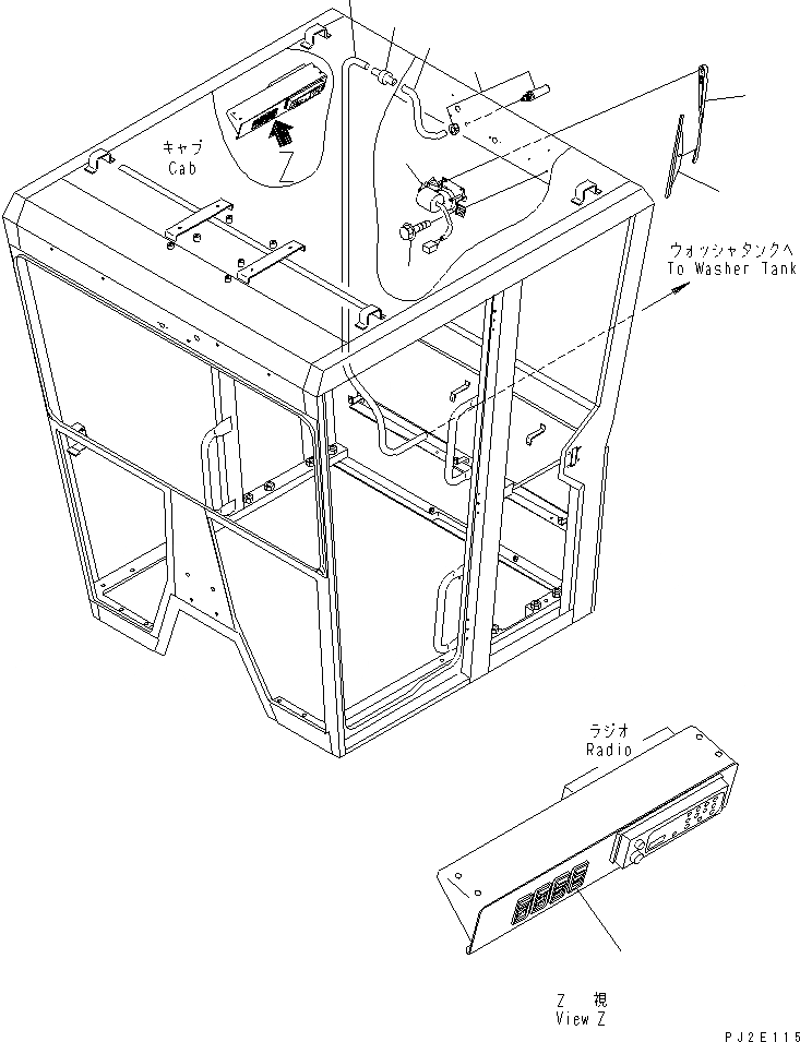 Схема запчастей Komatsu GD655-3Y - КАБИНА (ЗАДН. ДВОРНИКИ) КАБИНА ОПЕРАТОРА И СИСТЕМА УПРАВЛЕНИЯ