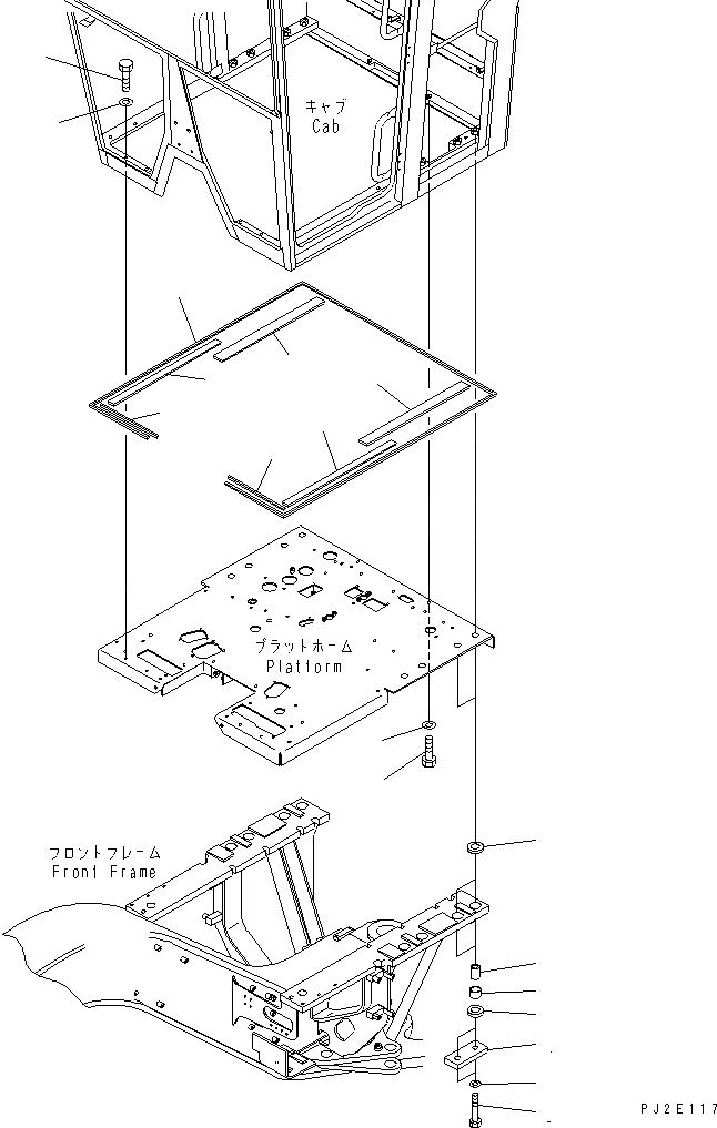 Схема запчастей Komatsu GD655-3Y - КАБИНА (УПЛОТНЕНИЕ И ЭЛЕМЕНТЫ КРЕПЛЕНИЯ) КАБИНА ОПЕРАТОРА И СИСТЕМА УПРАВЛЕНИЯ