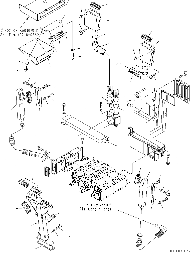 Схема запчастей Komatsu GD655-3Y - КОНДИЦ. ВОЗДУХА (ВОЗДУХОВОДЫ) КАБИНА ОПЕРАТОРА И СИСТЕМА УПРАВЛЕНИЯ