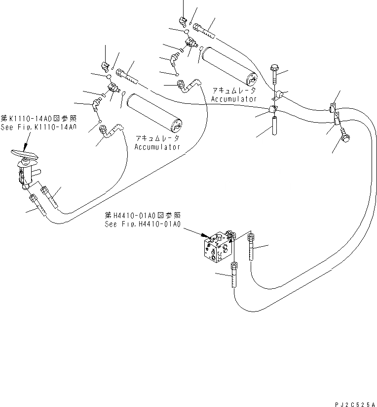 Схема запчастей Komatsu GD655-3Y - ТОРМОЗНАЯ ГИДРОЛИНИЯ (ТОРМОЗНОЙ КЛАПАН - АККУМУЛЯТОР) КАБИНА ОПЕРАТОРА И СИСТЕМА УПРАВЛЕНИЯ