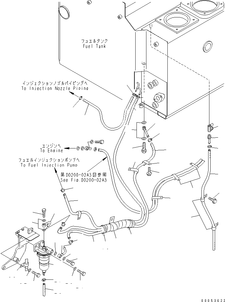 Схема запчастей Komatsu GD655-3A - ТОПЛИВОПРОВОД. (/) (С ВОДООТДЕЛИТЕЛЕМ И ДОПОЛН. ФИЛЬТР.) (НАКАЧИВАНИЕ ШИН СИСТЕМА)(№-) ТОПЛИВН. БАК. AND КОМПОНЕНТЫ