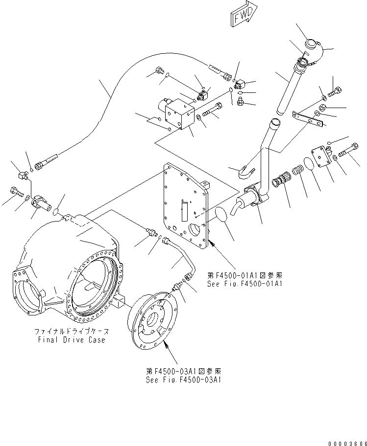 Схема запчастей Komatsu GD655-3A - ЗАДН. МОСТ (КОНЕЧНАЯ ПЕРЕДАЧА) (ГИДРАВЛ МАСЛОПРОВОДЯЩАЯ ЛИНИЯ) (бЛОК. ДИФФЕРЕНЦИАЛА ТИП) ТРАНСМИССИЯ