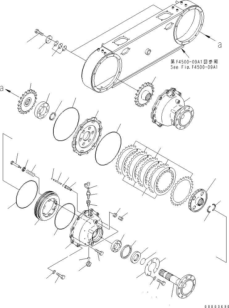 Схема запчастей Komatsu GD655-3A - ЗАДН. МОСТ (СДВОЕНН. ПРИВОД) (ЗАДН. PLANETARY) (бЛОК. ДИФФЕРЕНЦИАЛА ТИП) ТРАНСМИССИЯ