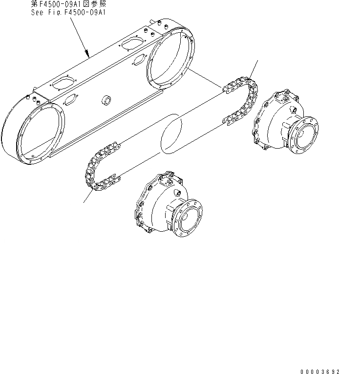 Схема запчастей Komatsu GD655-3A - ЗАДН. МОСТ (СДВОЕНН. ПРИВОД) (ВТУЛКА БОЛТ И ЗВЕЗДОЧКА ЦЕПЬ) (бЛОК. ДИФФЕРЕНЦИАЛА ТИП) ТРАНСМИССИЯ