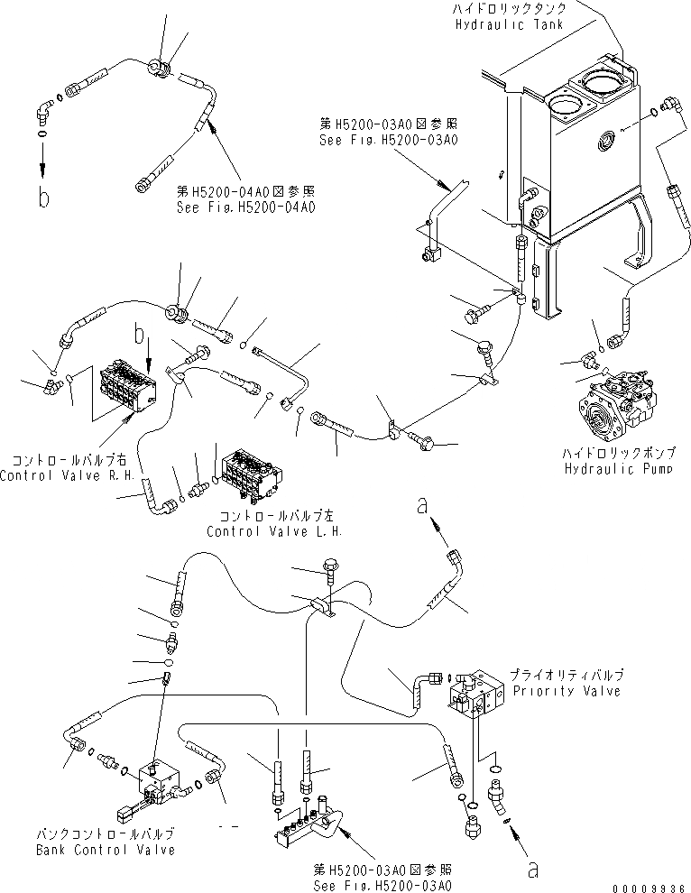 Схема запчастей Komatsu GD655-3A - ГИДРОЛИНИЯ (L.S. ТРУБЫ¤ /) ГИДРАВЛИКА