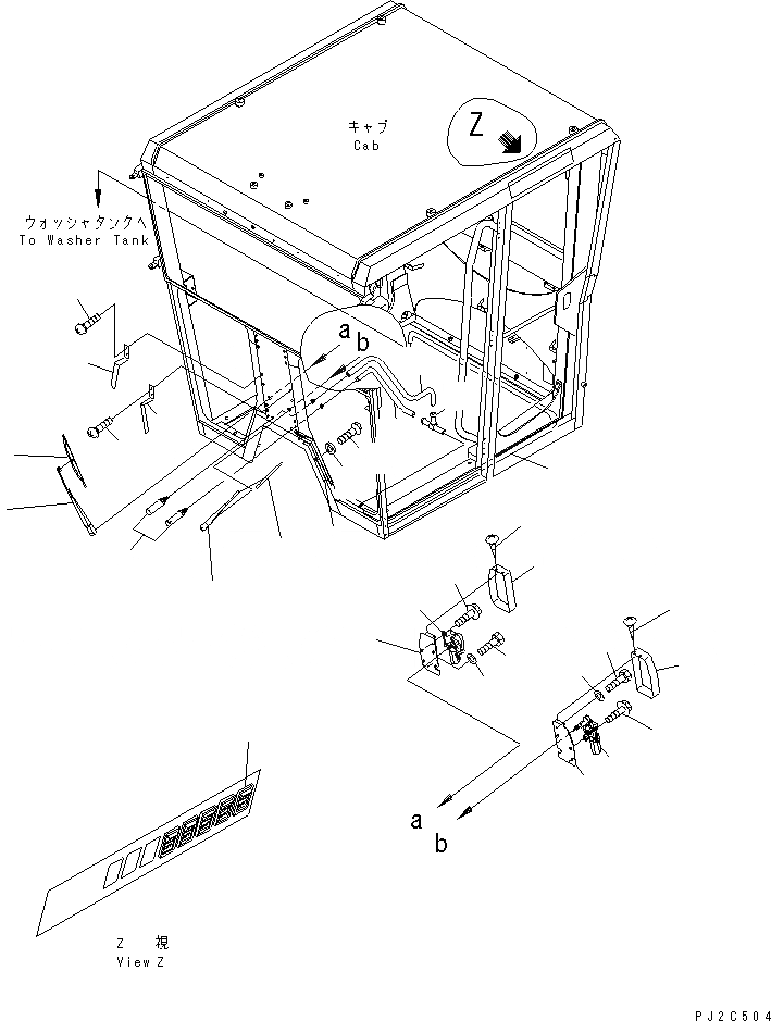 Схема запчастей Komatsu GD655-3A - КАБИНА (ПЕРЕДН. НИЖН. ДВОРНИКИ) (ВЫС. КАБИНА ROPS) КАБИНА ОПЕРАТОРА И СИСТЕМА УПРАВЛЕНИЯ