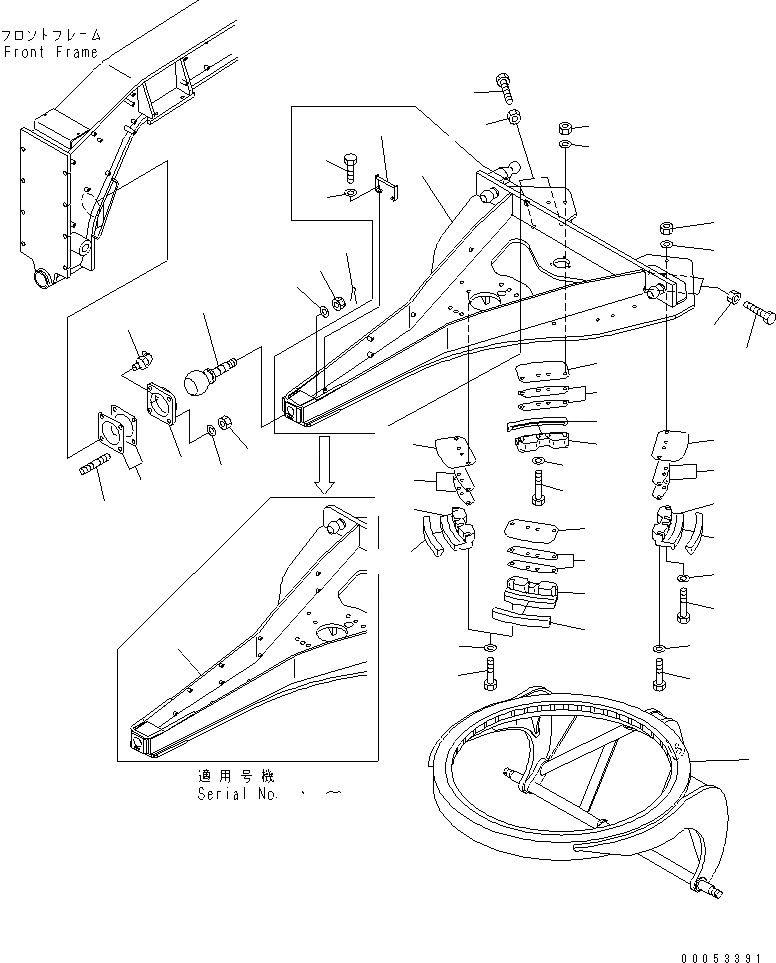 Схема запчастей Komatsu GD655-3A - СЦЕПНОЕ УСТРОЙСТВО И КОЛЬЦЕВ. СУППОРТ РАБОЧЕЕ ОБОРУДОВАНИЕ