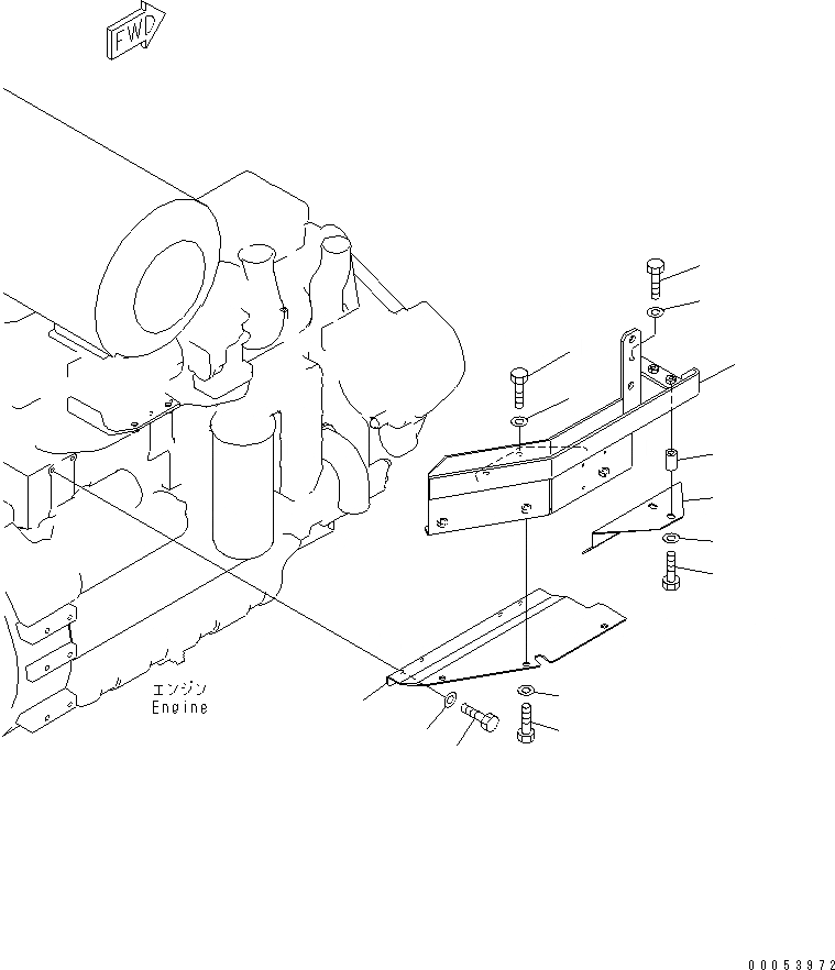 Схема запчастей Komatsu GD655-3E0 - ВЫПУСКН. СИСТЕМА (ЗАЩИТА) КОМПОНЕНТЫ ДВИГАТЕЛЯ