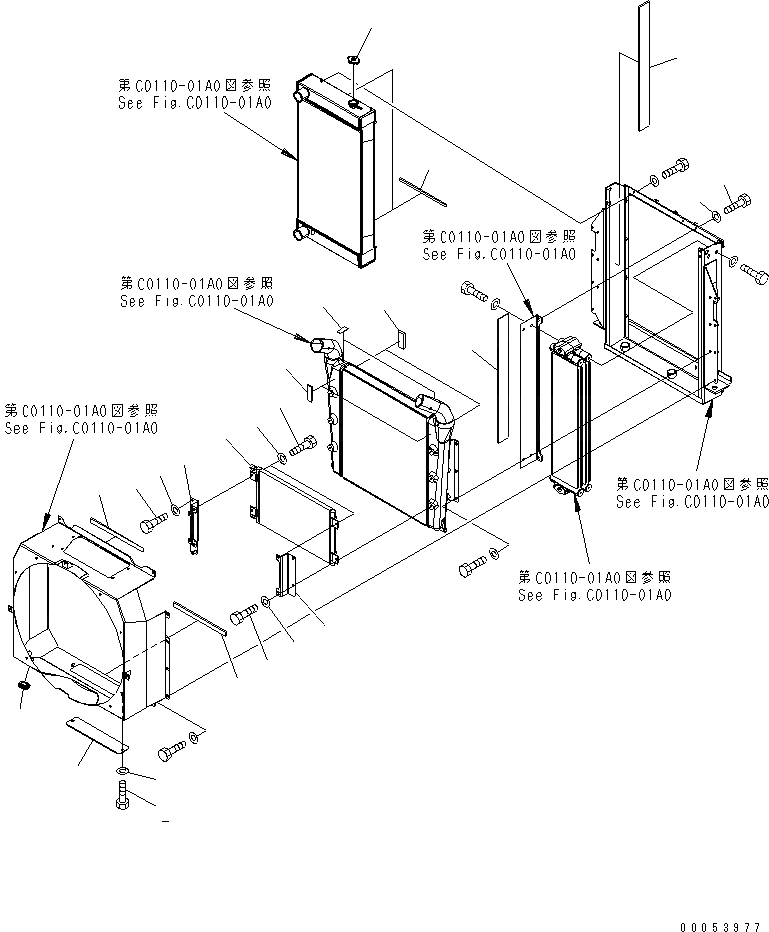 Схема запчастей Komatsu GD655-3E0 - РАДИАТОР (/) СИСТЕМА ОХЛАЖДЕНИЯ