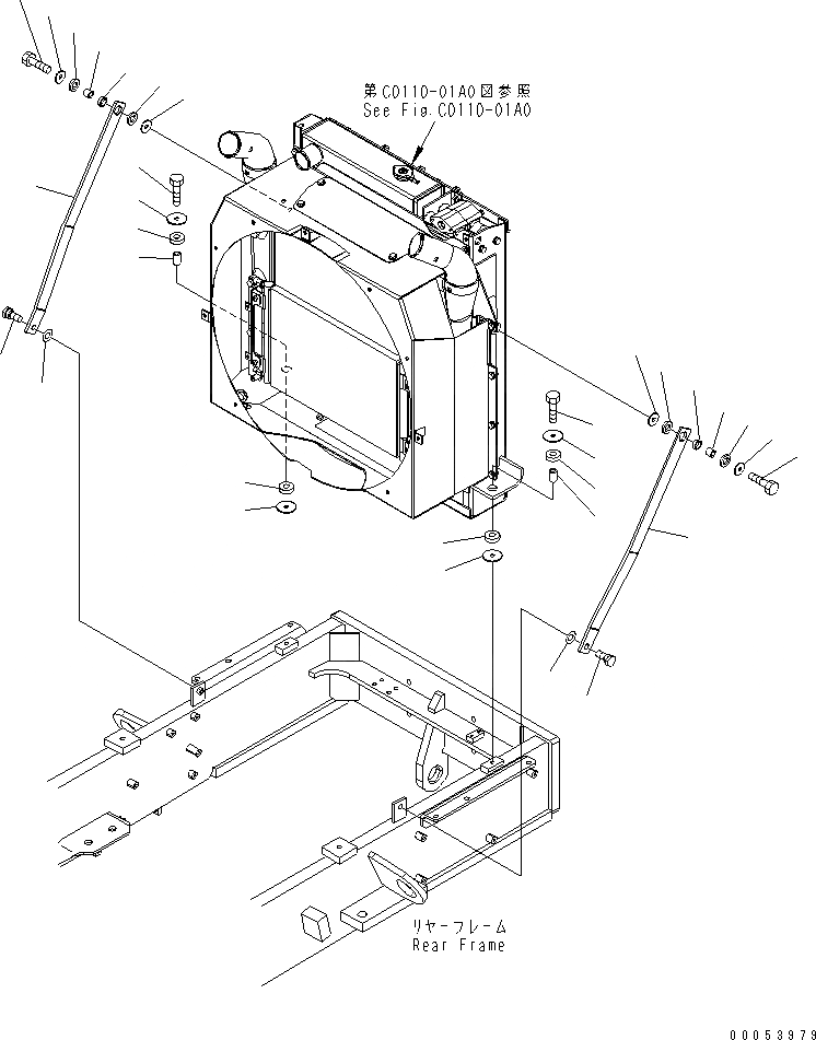 Схема запчастей Komatsu GD655-3E0 - РАДИАТОР (КРЕПЛЕНИЕ) СИСТЕМА ОХЛАЖДЕНИЯ