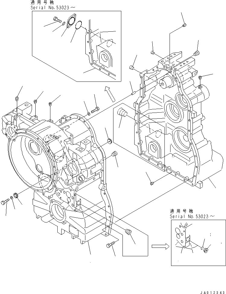 Схема запчастей Komatsu GD655-3E0 - ТРАНСМИССИЯ (КОРПУС) ТРАНСМИССИЯ