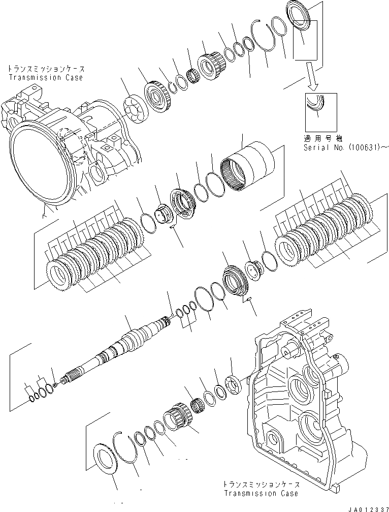 Схема запчастей Komatsu GD655-3E0 - ТРАНСМИССИЯ (ПЕРЕД. НИЗ. И РЕВЕРС МУФТА) ТРАНСМИССИЯ