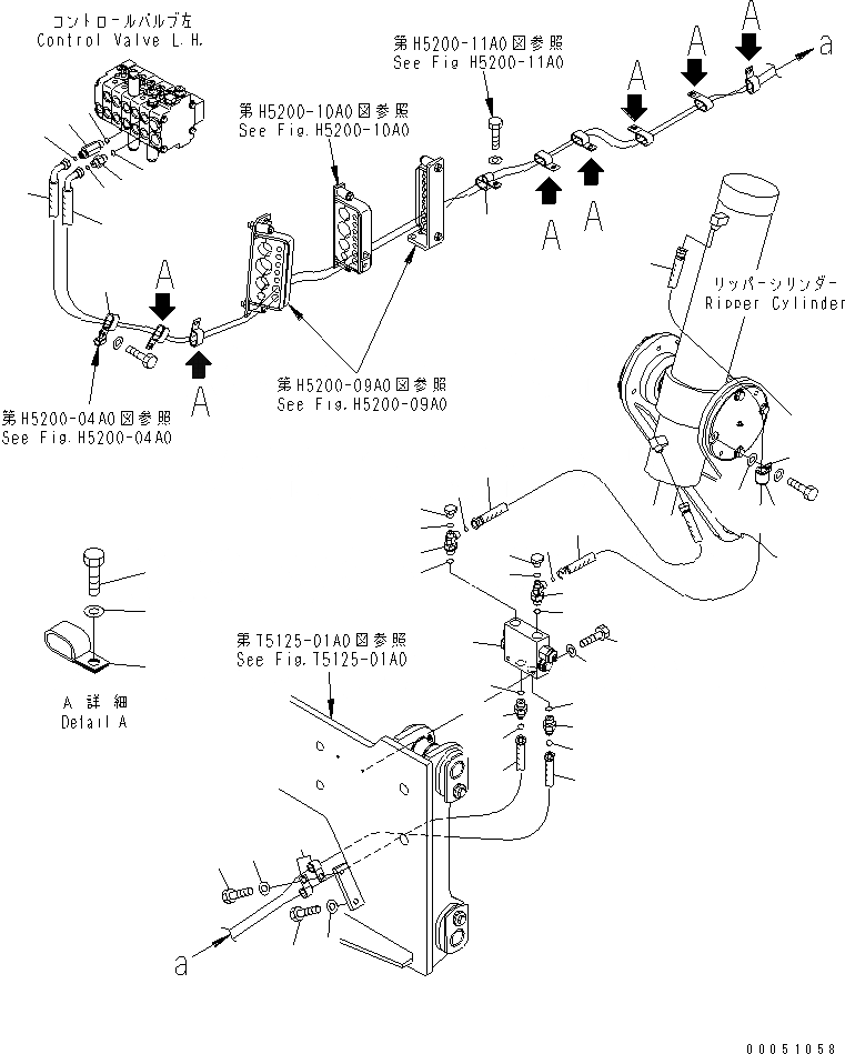 Схема запчастей Komatsu GD655-3E0 - ОСНОВН. ТРУБЫ (ГИДРОЛИНИЯ РЫХЛИТЕЛЯ) ГИДРАВЛИКА