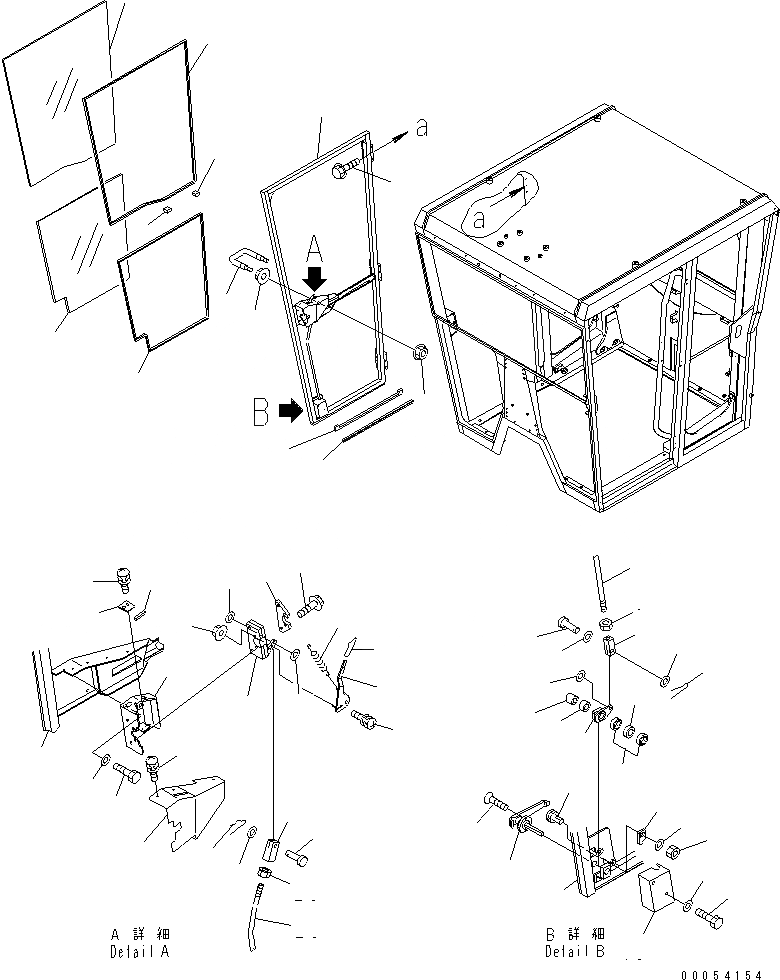 Схема запчастей Komatsu GD655-3E0 - КАБИНА (ДВЕРЬ ВНУТР. ЧАСТИ¤ ПРАВ.) (НИЗ. КАБИНА ROPS) КАБИНА ОПЕРАТОРА И СИСТЕМА УПРАВЛЕНИЯ