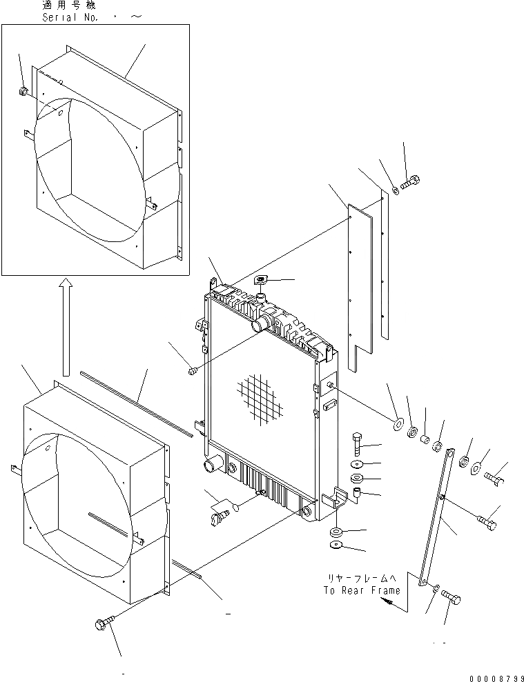 Схема запчастей Komatsu GD655-3C - РАДИАТОР И ЭЛЕМЕНТЫ КРЕПЛЕНИЯ (РЕГУЛИР. HORSEPOWER ТИП)(№-) СИСТЕМА ОХЛАЖДЕНИЯ