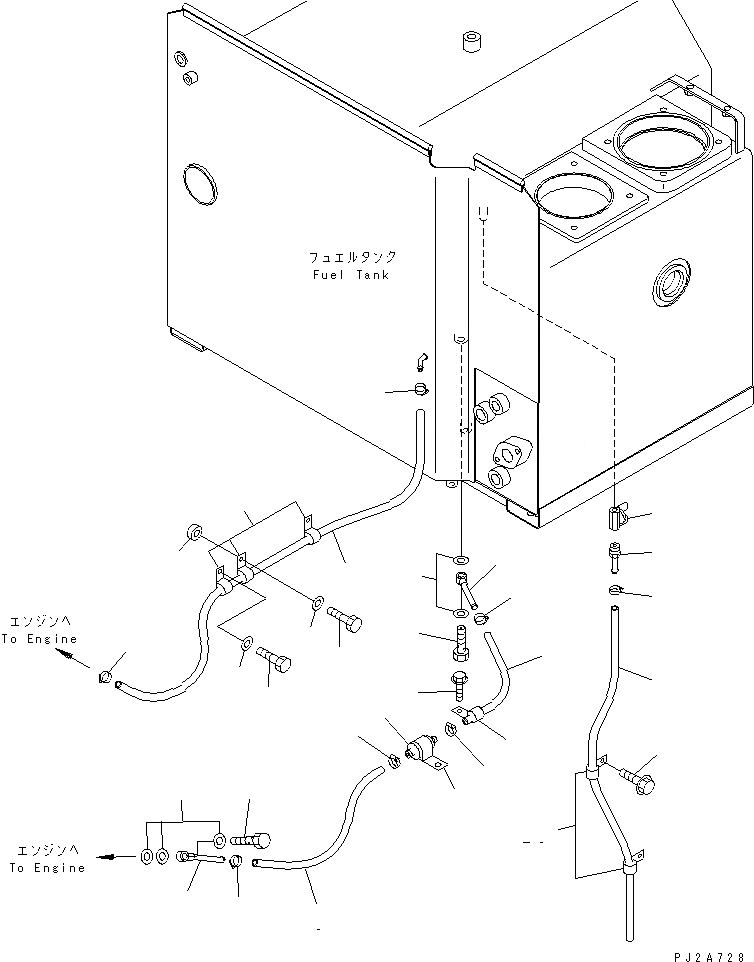 Схема запчастей Komatsu GD655-3C - ТОПЛИВОПРОВОД. (РЕГУЛИР. HORSEPOWER ТИП) ТОПЛИВН. БАК. AND КОМПОНЕНТЫ