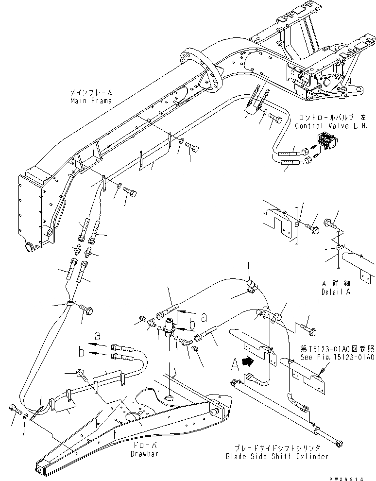 Схема запчастей Komatsu GD655-3C - ГИДРОЛИНИЯ (ЦИЛИНДР СДВИГ. ОТВАЛА ЛИНИЯ)(№-) ГИДРАВЛИКА