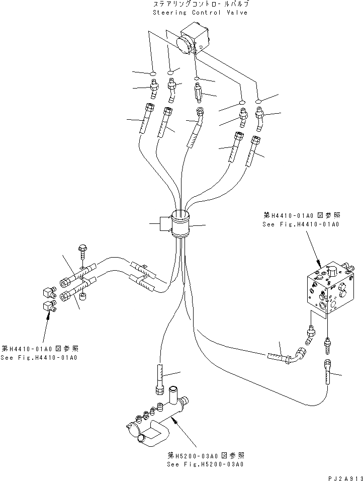 Схема запчастей Komatsu GD655-3C - ГИДРОЛИНИЯ КЛАПАНА РУЛЕВ. УПРАВЛЕНИЯ(№-) КАБИНА ОПЕРАТОРА И СИСТЕМА УПРАВЛЕНИЯ