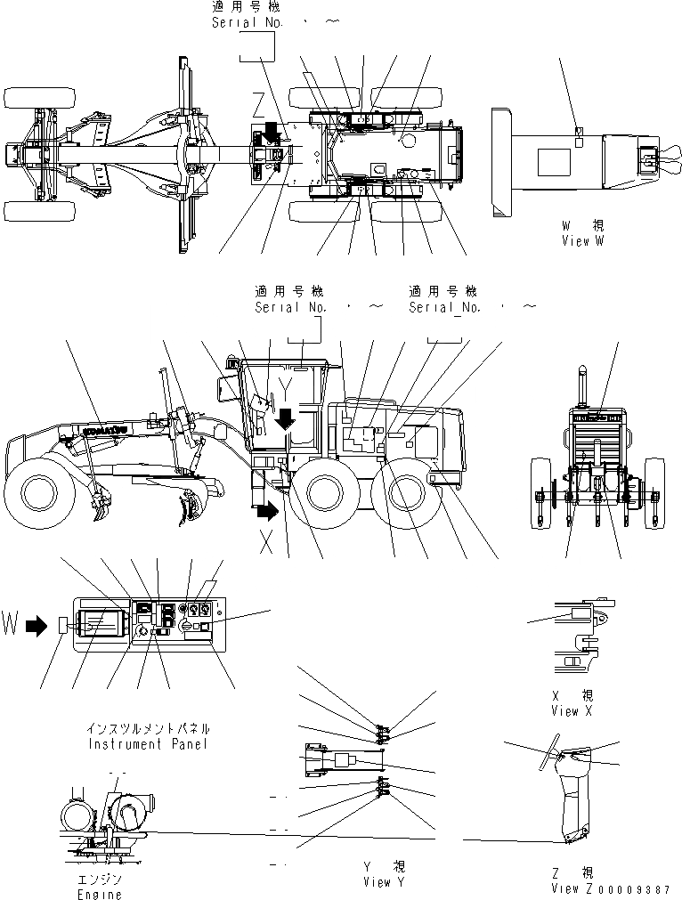 Схема запчастей Komatsu GD655-3C - МАРКИРОВКА(№-) МАРКИРОВКА