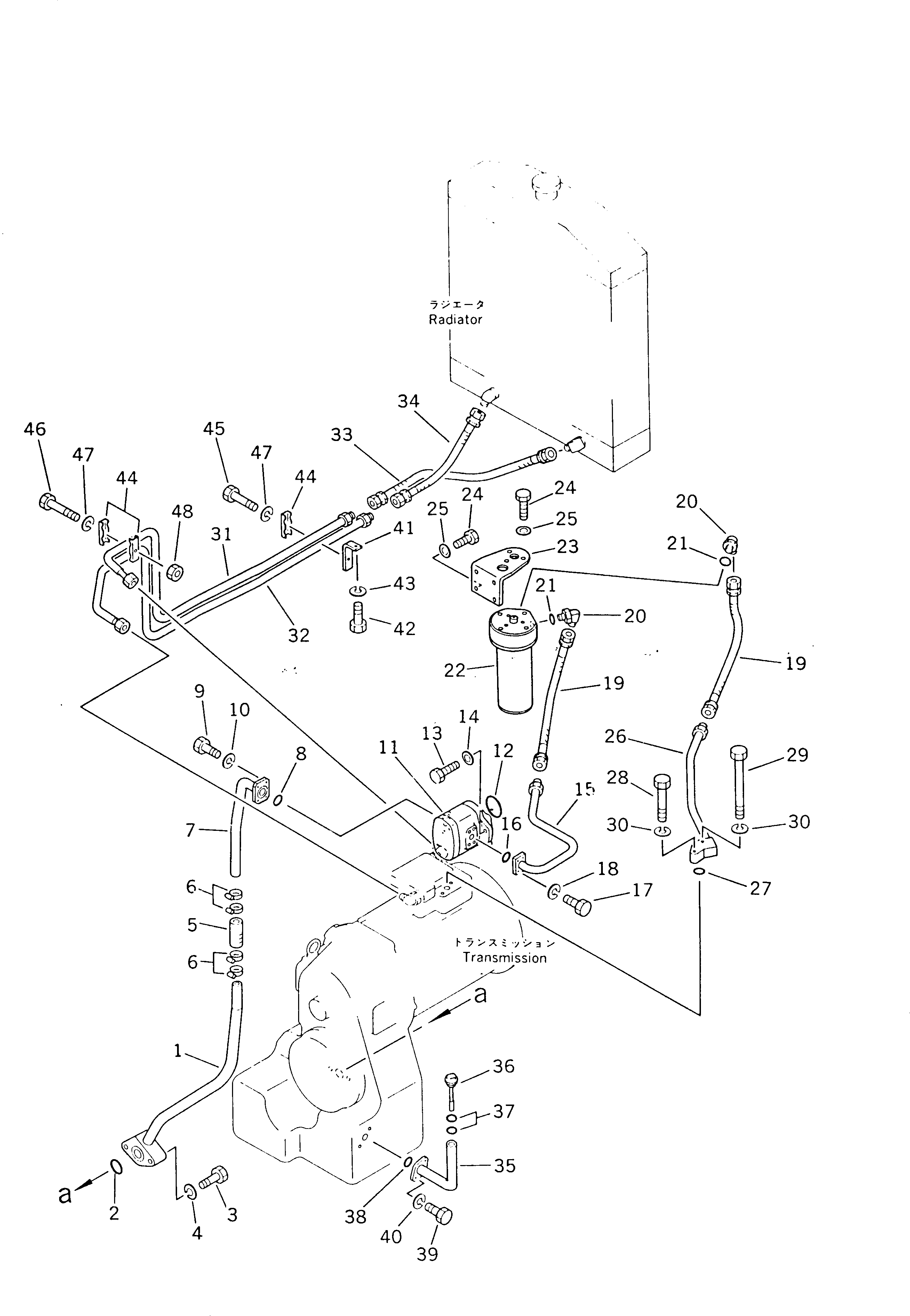 Схема запчастей Komatsu GD661A-1 - ГИДРОЛИНИЯ ТРАНСМИССИИ(№-) СИЛОВАЯ ПЕРЕДАЧА