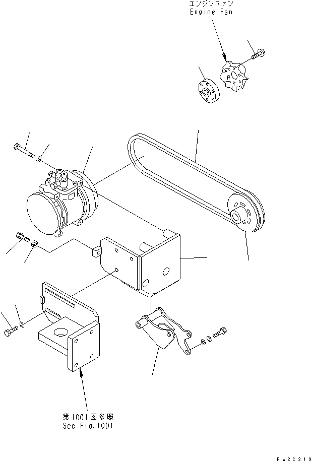 Схема запчастей Komatsu GD661A-1 - КОНДИЦ. ВОЗДУХА (/9) (КОМПРЕССОР И ЭЛЕМЕНТЫ КРЕПЛЕНИЯ)(№89-) РАМА И ЧАСТИ КОРПУСА