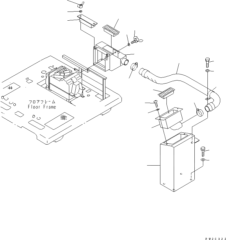 Схема запчастей Komatsu GD661A-1 - КОНДИЦ. ВОЗДУХА (/9) (ВОЗДУХОВОД)(№89-) РАМА И ЧАСТИ КОРПУСА
