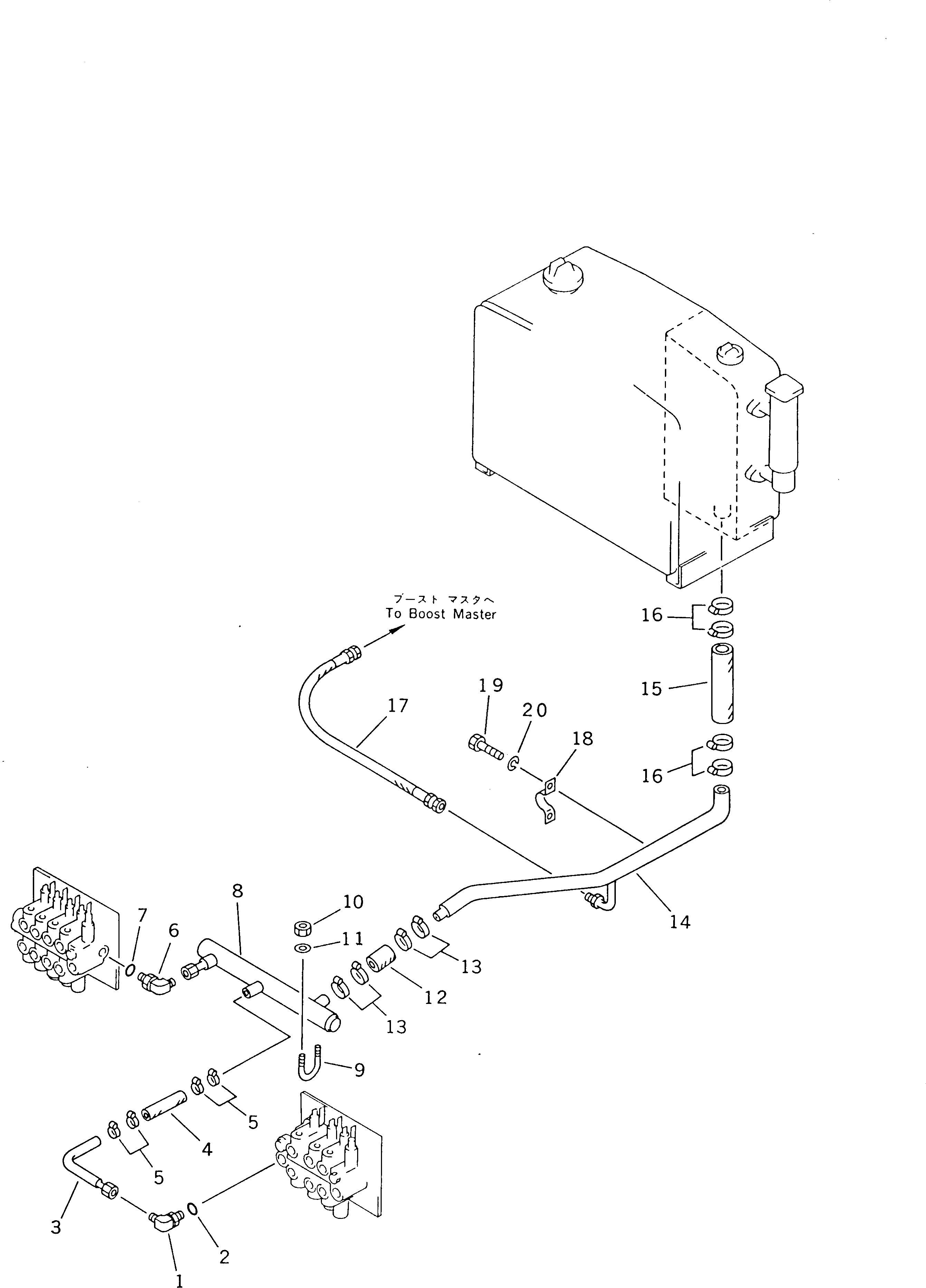 Схема запчастей Komatsu GD661A-1 - ГИДРОЛИНИЯ (УПРАВЛЯЮЩ. КЛАПАН - БАК) ГИДРАВЛИКА