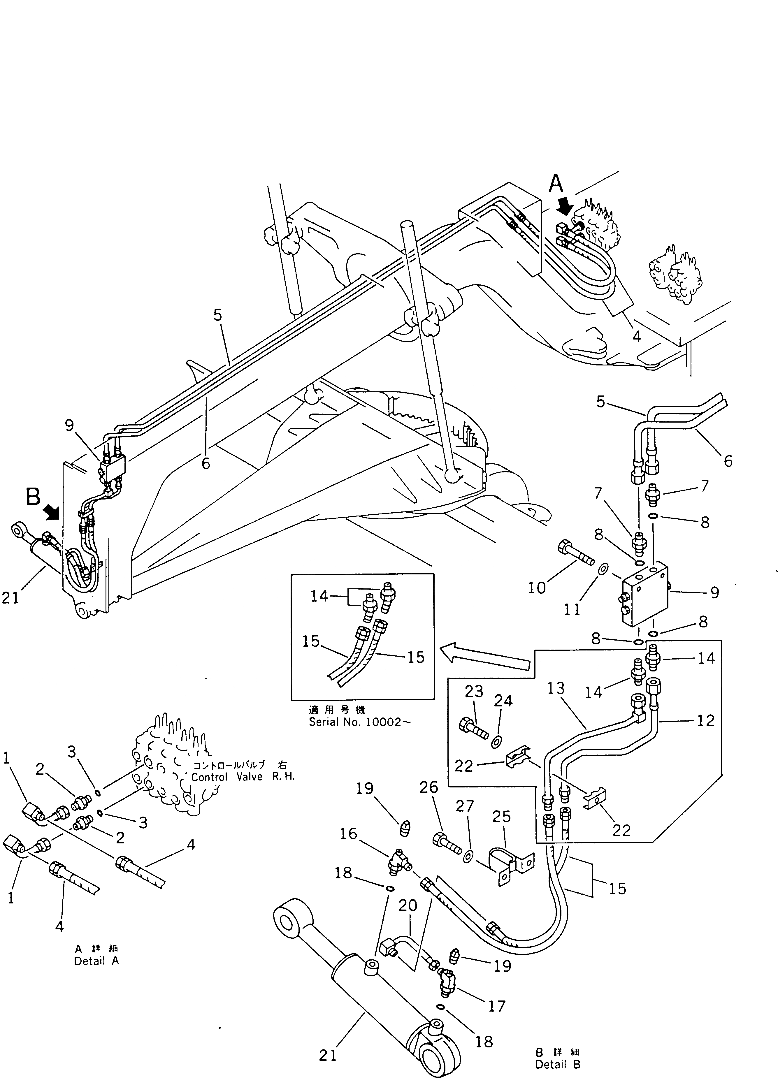 Схема запчастей Komatsu GD661A-1 - ГИДРОЛИНИЯ (ЦИЛИНДР НАКЛОНА ЛИНИЯ)(№-7) ГИДРАВЛИКА