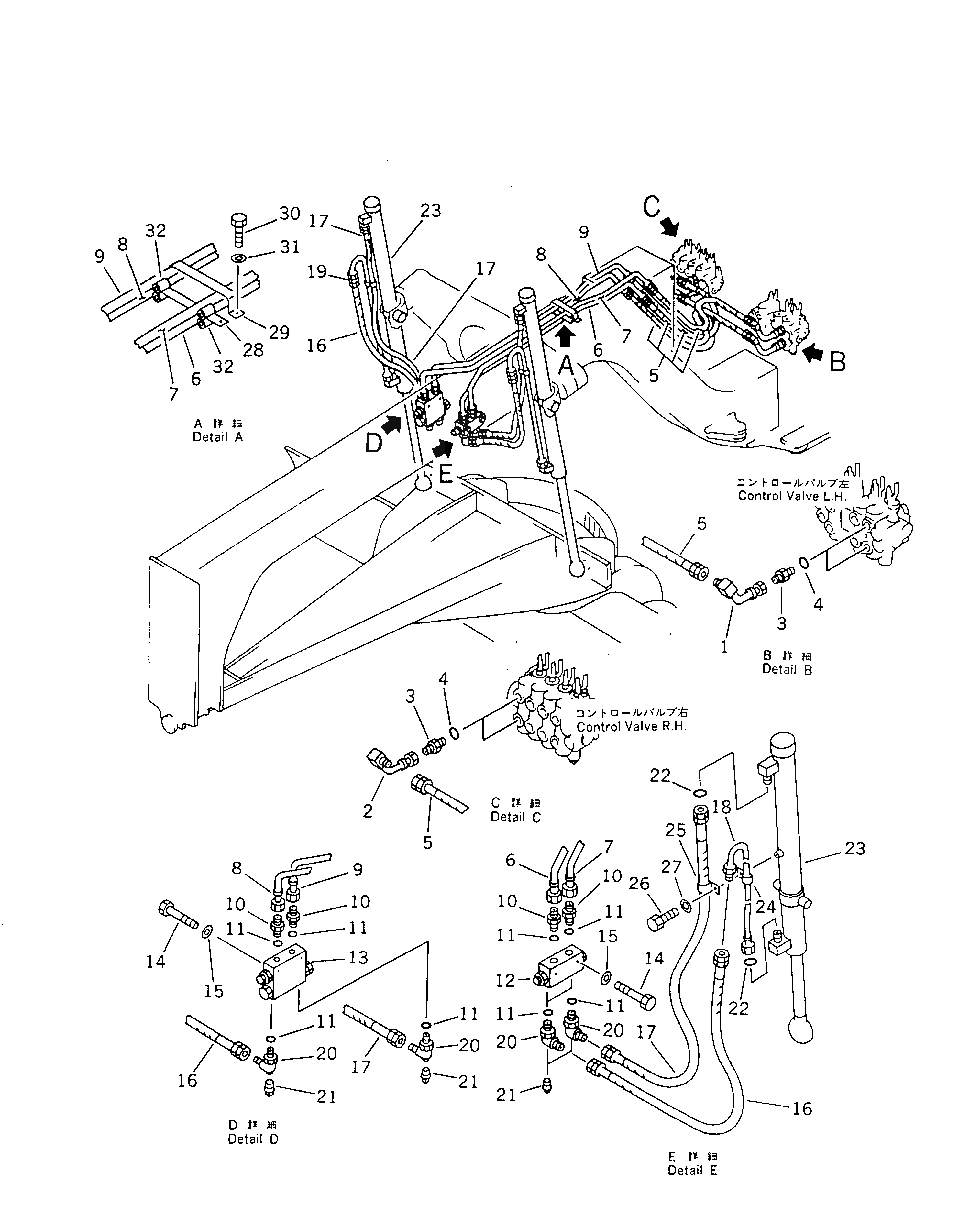 Схема запчастей Komatsu GD661A-1 - ГИДРОЛИНИЯ (ЦИЛИНДР ПОДЪЕМА ОТВАЛА ЛИНИЯ)(№7-7) ГИДРАВЛИКА