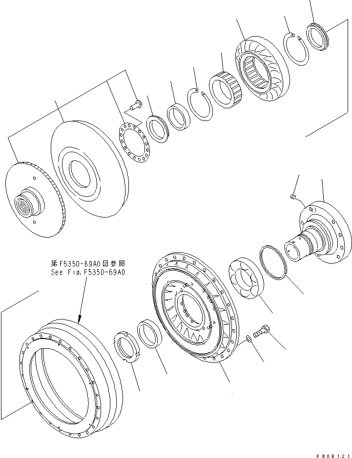 Схема запчастей Komatsu GD675-3A - ГИДРОТРАНСФОРМАТОР (BARE) ТРАНСМИССИЯ