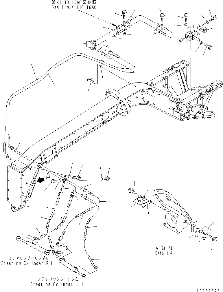 Схема запчастей Komatsu GD675-3A - ГИДРАВЛИКА РУЛ. УПРАВЛЕНИЯ (ПЕРЕДН. РАМА) ГИДРАВЛИКА