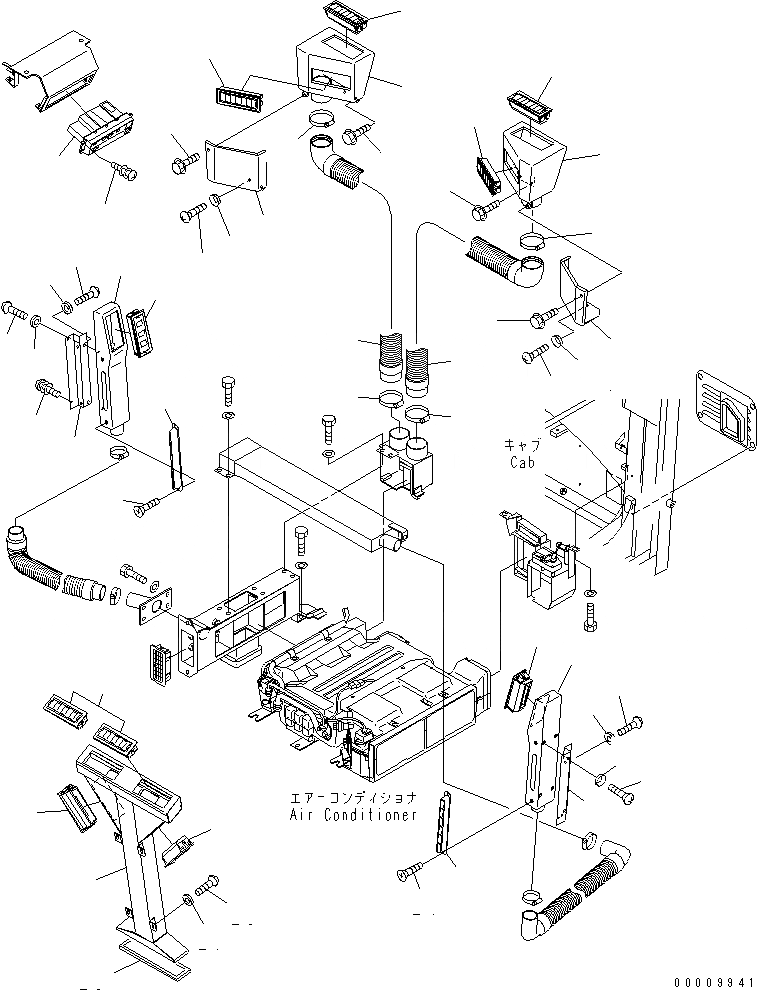 Схема запчастей Komatsu GD675-3A - КАБИНА (КОНДИЦ. ВОЗДУХА ВОЗДУХОВОДЫ) (НИЗ. КАБИНА ROPS) КАБИНА ОПЕРАТОРА И СИСТЕМА УПРАВЛЕНИЯ