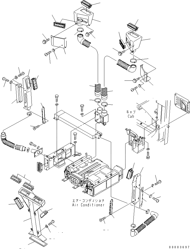 Схема запчастей Komatsu GD675-3A - КОНДИЦ. ВОЗДУХА(№-) КАБИНА ОПЕРАТОРА И СИСТЕМА УПРАВЛЕНИЯ