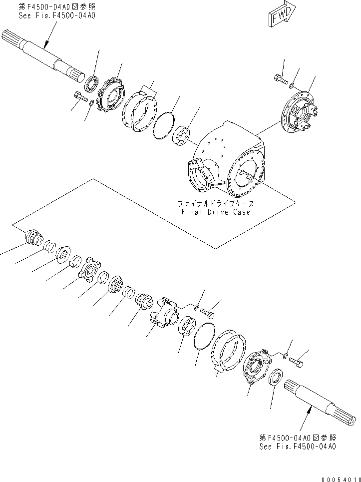 Схема запчастей Komatsu GD675-3E0 - ЗАДН. ПРИВОД МОСТ БЛОК (ДИФФЕРЕНЦ.) (NO SПАЛЕЦ ДИФФЕРЕНЦ.) ТРАНСМИССИЯ