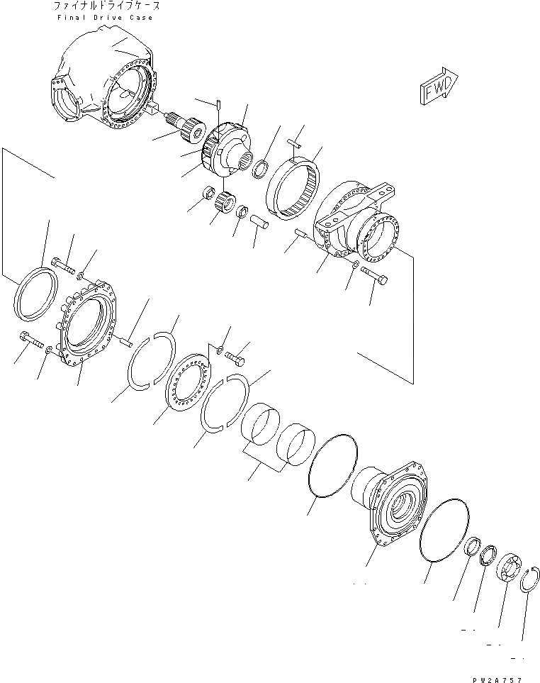 Схема запчастей Komatsu GD675-3E0 - ЗАДН. ПРИВОД МОСТ (PLANETARY ПРИВОД) (бЛОК. ДИФФЕРЕНЦИАЛА ТИП) ТРАНСМИССИЯ