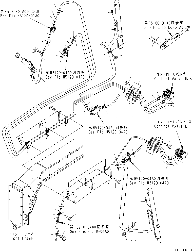 Схема запчастей Komatsu GD675-3E0 - ПЕРЕДН. ТРУБЫ (ПЕРЕДН. ТРУБЫ) ГИДРАВЛИКА