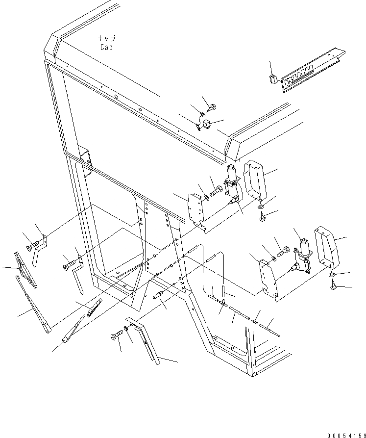 Схема запчастей Komatsu GD675-3E0 - КАБИНА (ПЕРЕДН. НИЖН. ДВОРНИКИ) КАБИНА ОПЕРАТОРА И СИСТЕМА УПРАВЛЕНИЯ