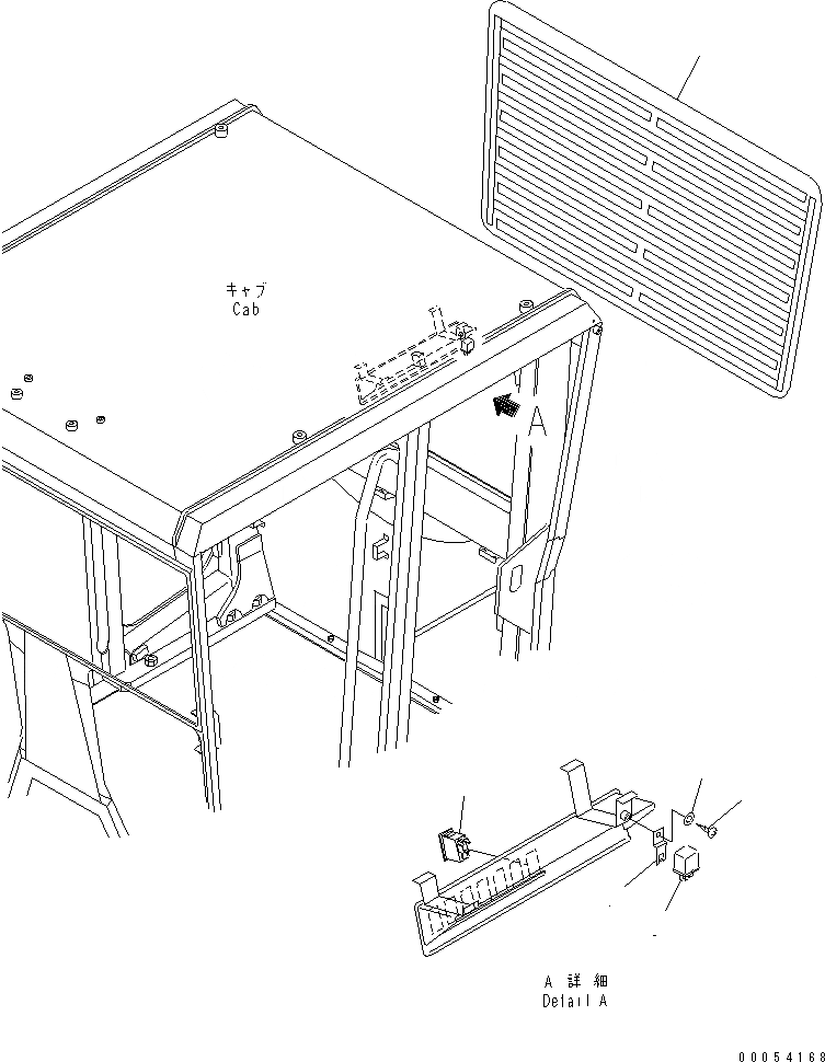 Схема запчастей Komatsu GD675-3E0 - КАБИНА (КАБИНА ПОДОГРЕВ СТЕКЛА) (ВЫС. КАБИНА ROPS) КАБИНА ОПЕРАТОРА И СИСТЕМА УПРАВЛЕНИЯ