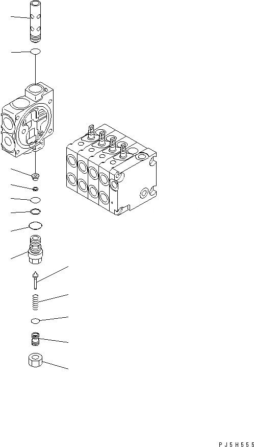Схема запчастей Komatsu GD675-3E0 - УПРАВЛЯЮЩ. КЛАПАН (4-Х СЕКЦИОНН.) (/) (ПРАВ.) ОСНОВН. КОМПОНЕНТЫ И РЕМКОМПЛЕКТЫ