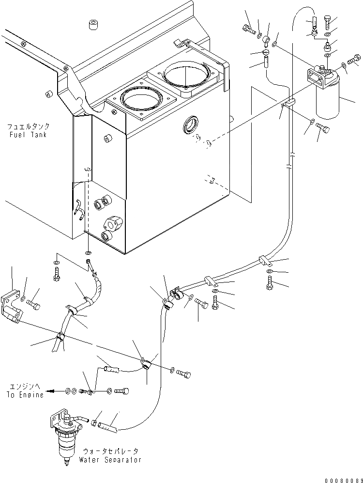 Схема запчастей Komatsu GD675-3A - ТОПЛИВОПРОВОД. (С ГИДРАВЛ ВЕНТИЛЯТОР) (/)(№-) ТОПЛИВН. БАК. AND КОМПОНЕНТЫ
