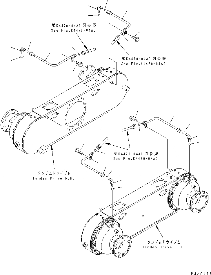 Схема запчастей Komatsu GD675-3A - ЗАДН. МОСТ (СДВОЕНН. ПРИВОД) (ТОРМОЗНАЯ ГИДРОЛИНИЯ) ТРАНСМИССИЯ
