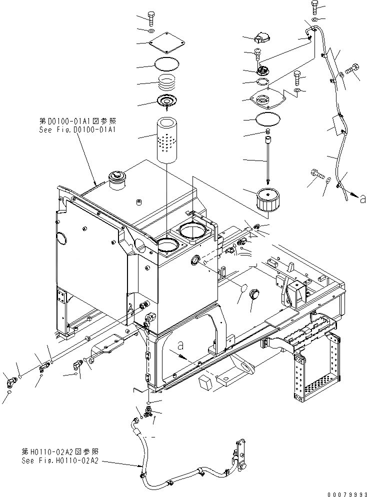 Схема запчастей Komatsu GD675-3A - ГИДР. БАК. (АКСЕССУАРЫ) (С ГИДРАВЛ ВЕНТИЛЯТОР)(№-) ГИДРАВЛИКА
