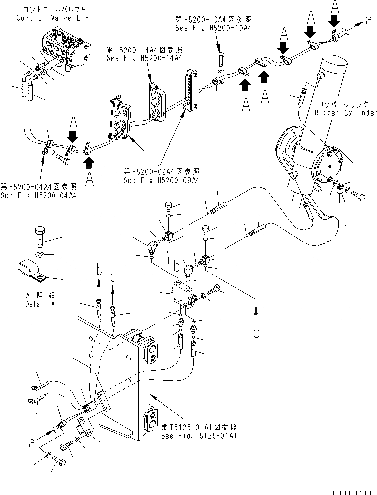 Схема запчастей Komatsu GD675-3A - ОСНОВН. ТРУБЫ (ГИДРОЛИНИЯ РЫХЛИТЕЛЯ) (С ГИДРАВЛ ВЕНТИЛЯТОР)(№-) ГИДРАВЛИКА