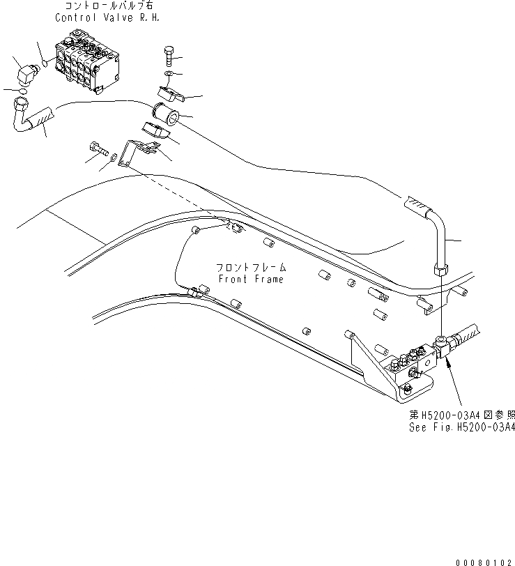 Схема запчастей Komatsu GD675-3A - ОСНОВН. ТРУБЫ (ДРЕНАЖ ПРАВ.)(№-) ГИДРАВЛИКА