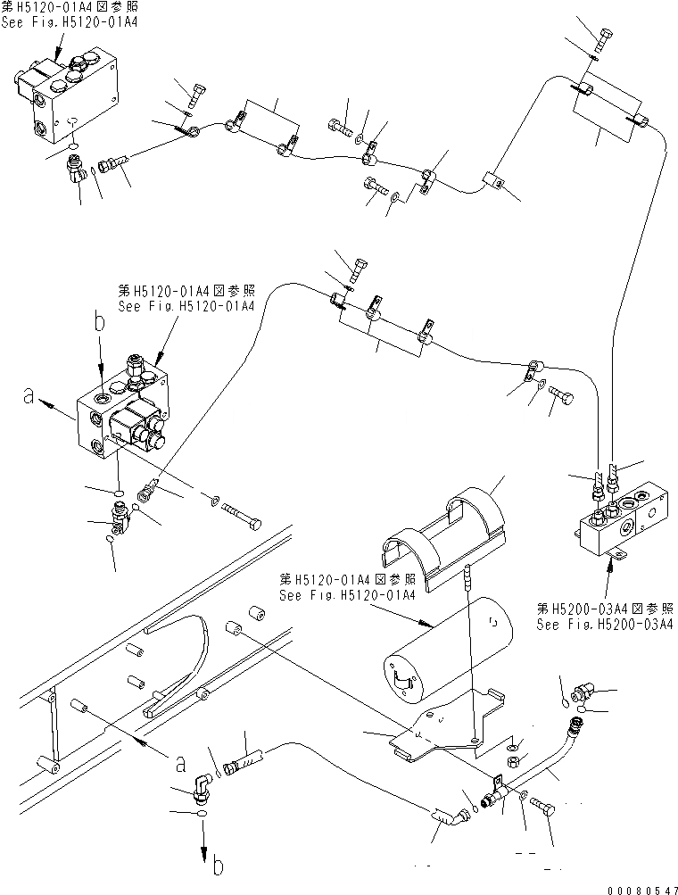 Схема запчастей Komatsu GD675-3A - ПЕРЕДН. ТРУБЫ (ОТВАЛ АККУМУЛЯТОР И ПЛАВАЮЩ ЛИНИЯ) (С ГИДРАВЛ ВЕНТИЛЯТОР)(№-) ГИДРАВЛИКА