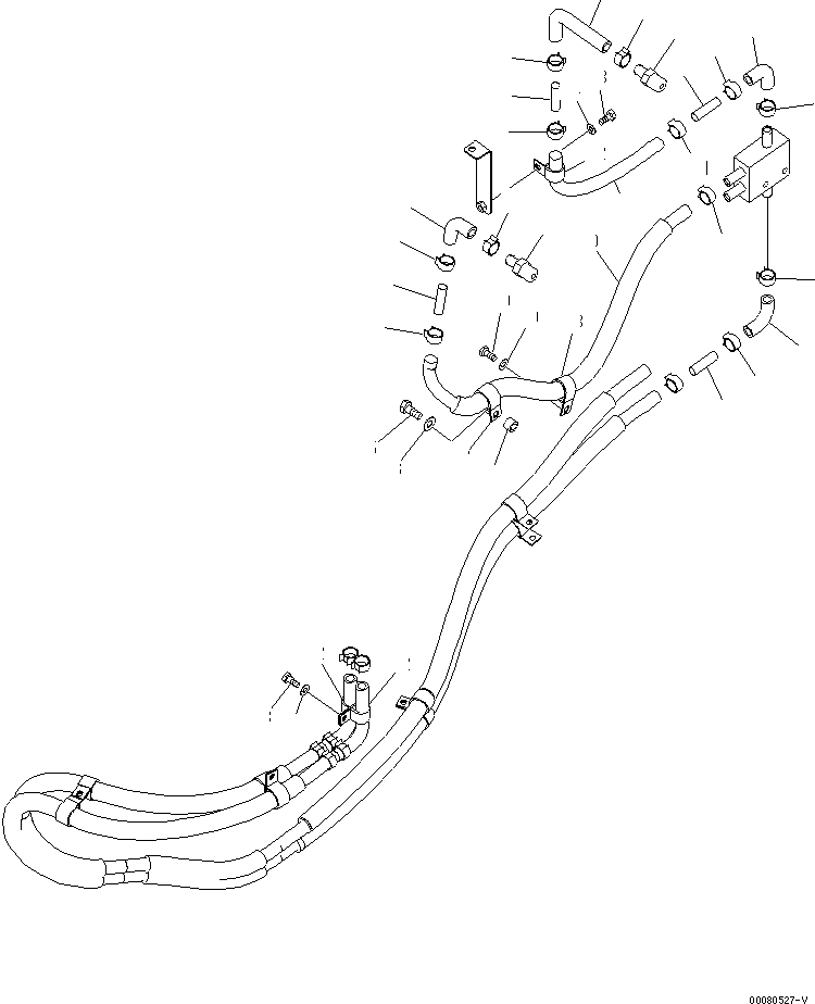 Схема запчастей Komatsu GD675-3A - ГИДР. ПРОВОД. ОБОГРЕВАТЕЛЯ (С КОНДИЦИОНЕРОМ) (С ГИДРАВЛ ВЕНТИЛЯТОР) (/)(№-) КАБИНА ОПЕРАТОРА И СИСТЕМА УПРАВЛЕНИЯ