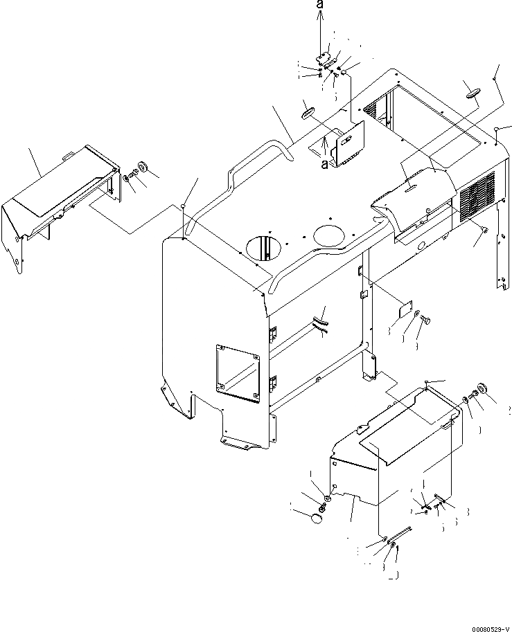 Схема запчастей Komatsu GD675-3A - КАПОТ (С ГИДРАВЛ ВЕНТИЛЯТОР)(№-) ЧАСТИ КОРПУСА