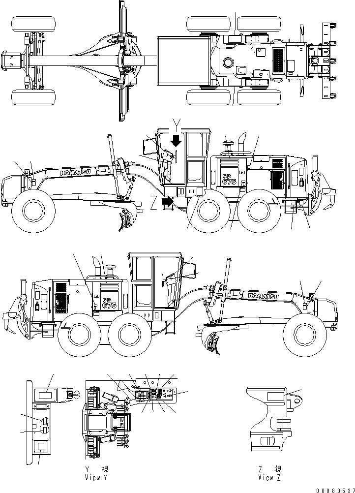 Схема запчастей Komatsu GD675-3A - МАРКИРОВКА (ТУРЦИЯ) (/)(№-) МАРКИРОВКА