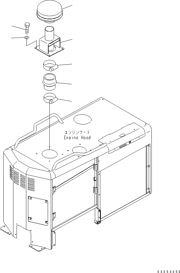 Схема запчастей Komatsu GD675-3 - ВПУСК ВОЗДУХА (RAIN КРЫШКА) (С INTAKE EXTENSION) КОМПОНЕНТЫ ДВИГАТЕЛЯ