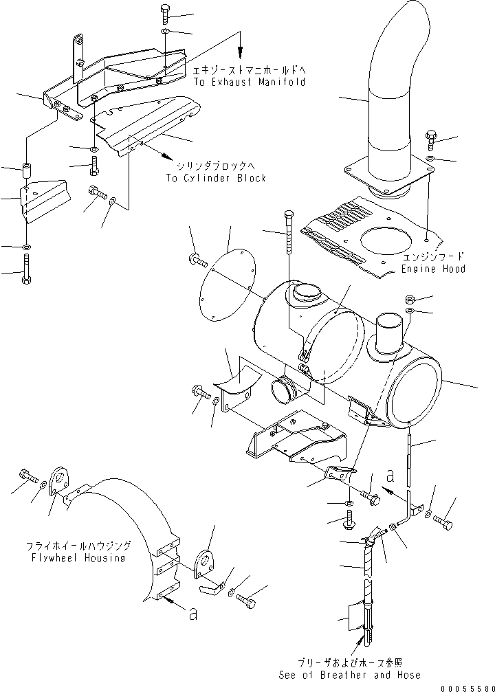 Схема запчастей Komatsu GD675-3 - ВЫПУСКН. СИСТЕМА(№-) КОМПОНЕНТЫ ДВИГАТЕЛЯ